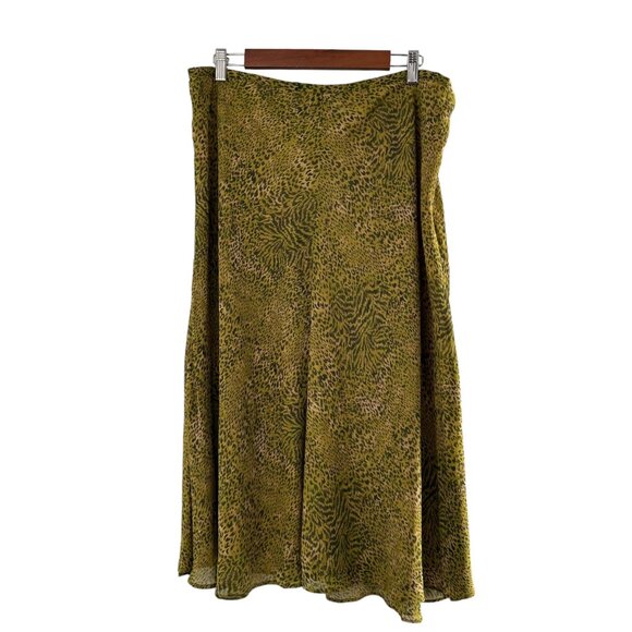 Norton Mcnaughton Woman 18W Leopard Print Midi Skirt Polyester Green & Yellow - Picture 2 of 9
